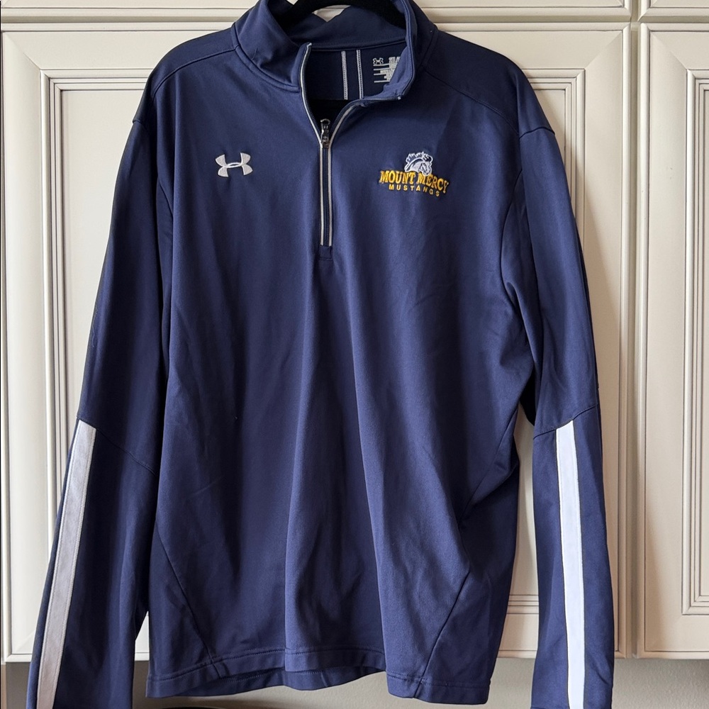 Under Armour Navy Lightweight Quarter-Zip Pullover with Mount Mercy Logo
